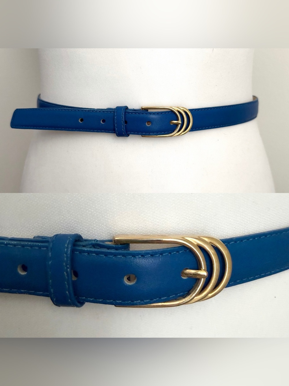 Vintage Cobalt Blue Beacon Hill Leather Belt Waist Sizes 29" - 31"